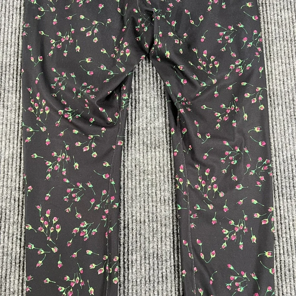 Nike Leggings Womens Large Black Floral Roses Geometric Dri Fit Active Workout